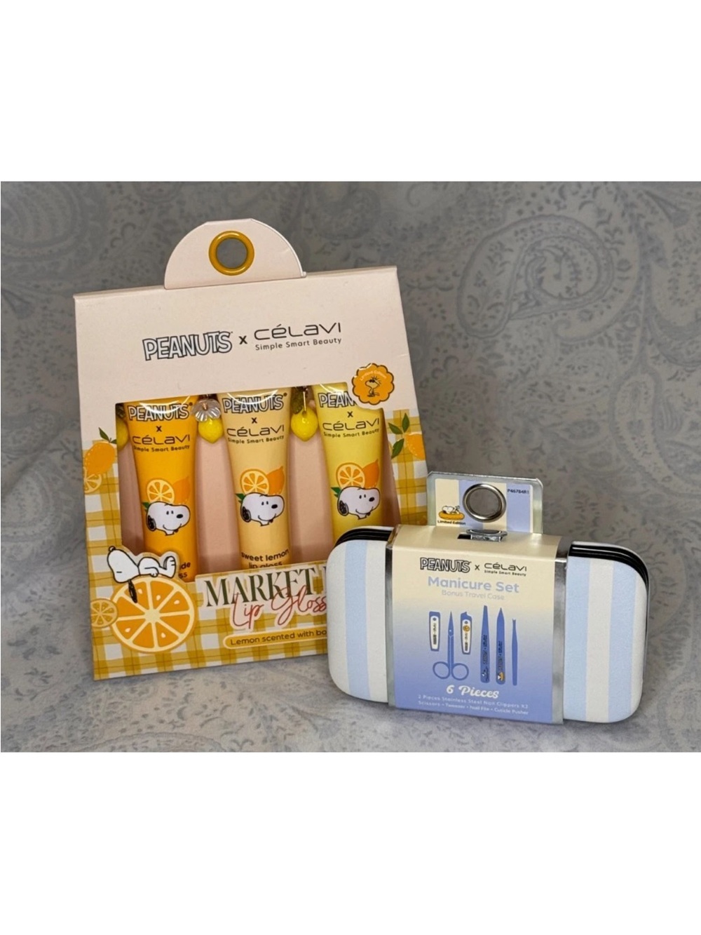 Peanuts Snoopy 6 Piece Manicure Set and 3 Pack Lemon Scented Lip Gloss